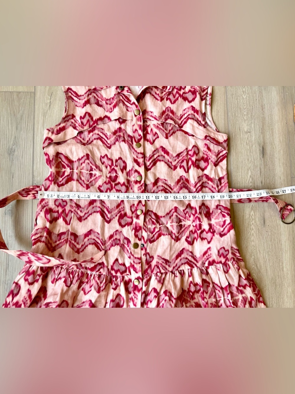 Karina Grimaldi Myrtle Print 100% Linen Belted Mini Dress L EUC - Picture 11 of 12